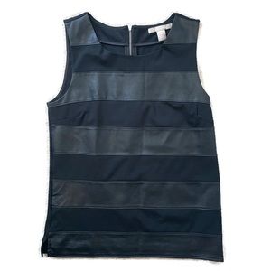 Banana Republic Women's Faux Leather Horizontal Stripe Black Tank Top Size XS